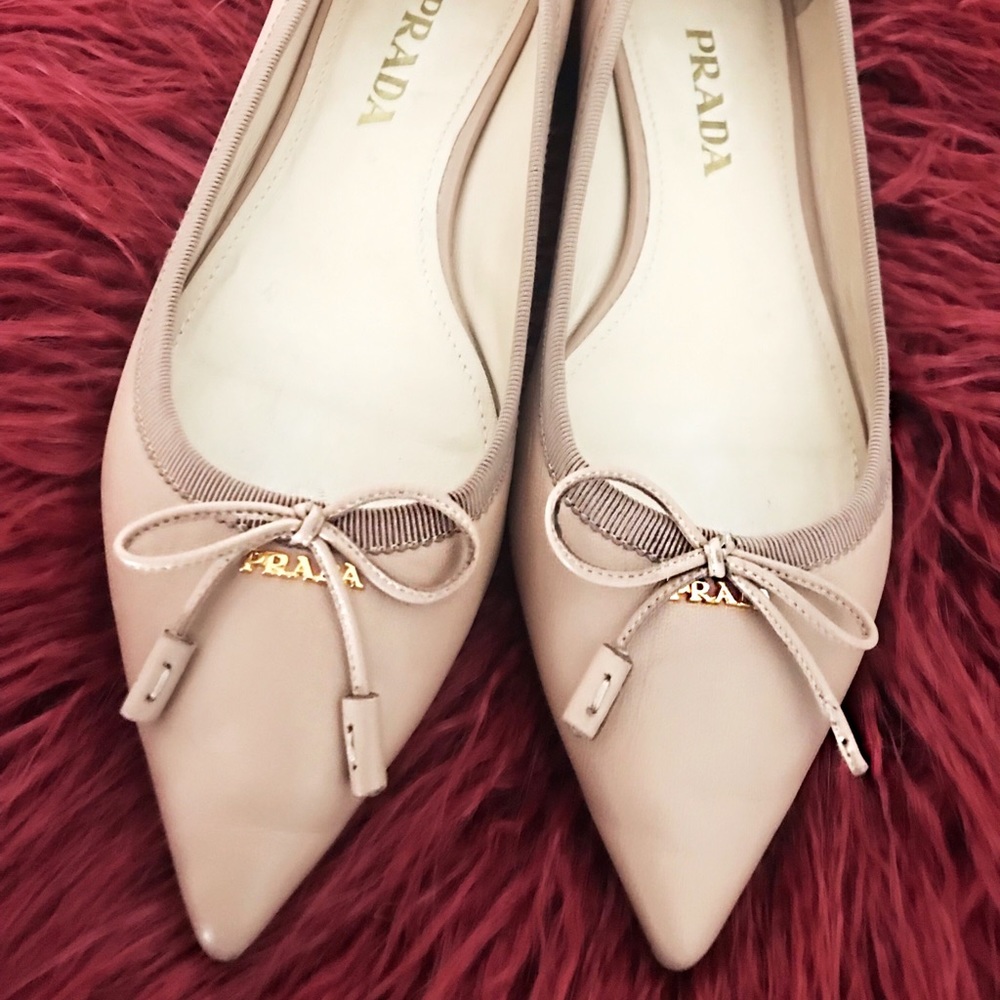 Sold on Tradesy Prada Pointy Toe Nude Ballet Flats